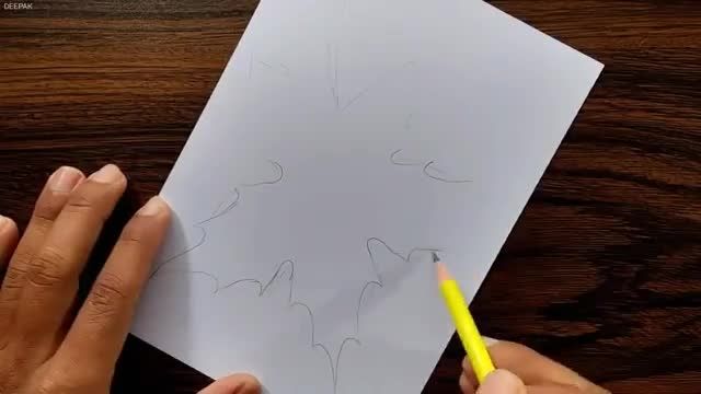 نقاشی با مداد رنگی برگ