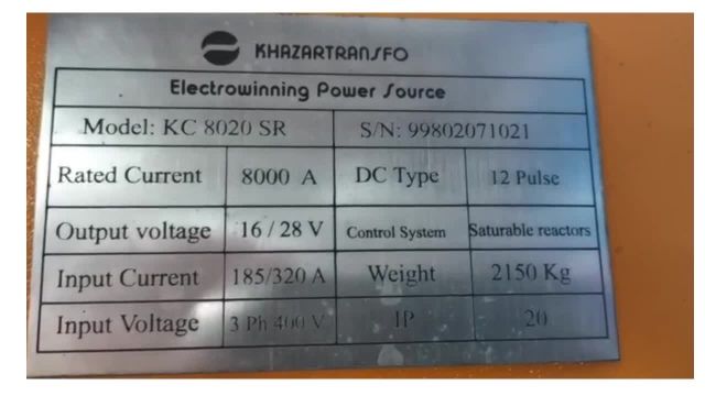 دستگاه رکتیفایر الکترووینینگ نیکل 8000 آمپر 12 پالس راکتور اشباع با کنترل PLC 