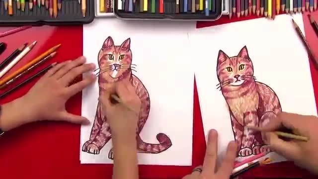 نقاشی کودکانه گربه 3