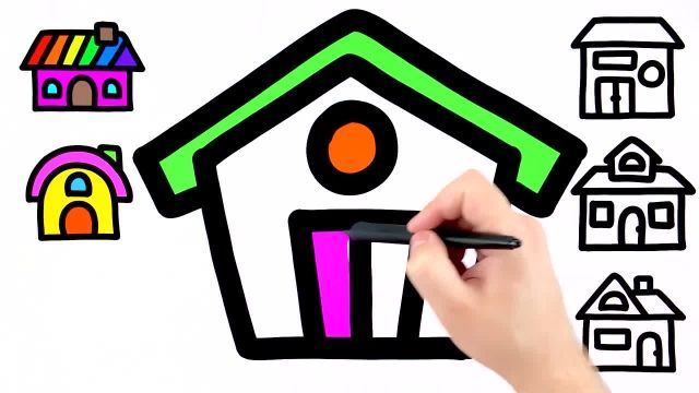 آموزش کشیدن نقاشی خانه های رنگی برای کودکان