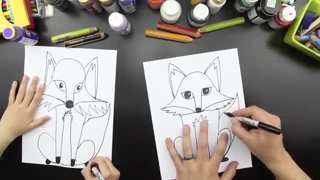 نقاشی کودکانه روباه 2