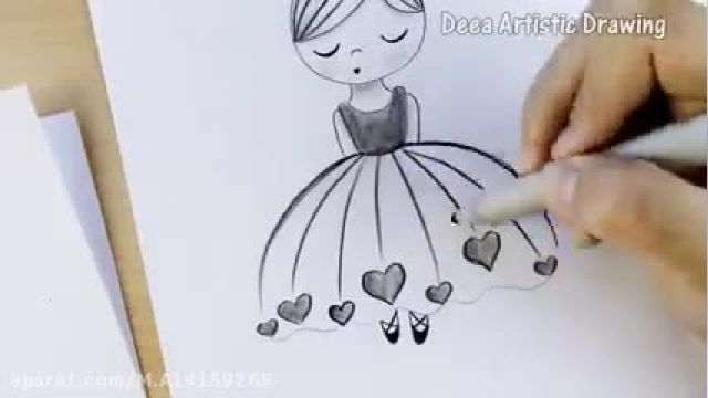 آموزش تصویری نقاشی به زبان ساده برای کودکان - نقاشی دختر بچه بسیار زیبا !
