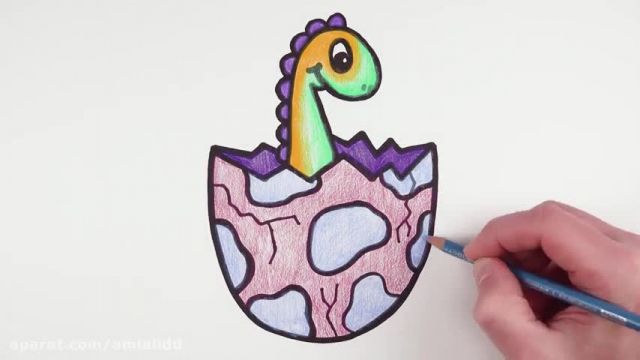 آموزش تصویری نقاشی به زبان ساده برای کودکان - (نقاشی تخم دایناسور)
