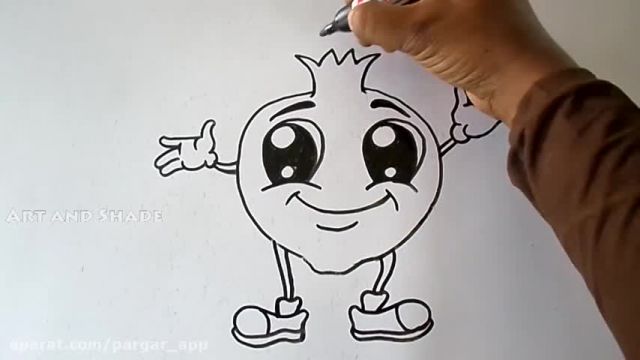 آموزش تصویری نقاشی به زبان ساده برای کودکان - (نقاشی انار)