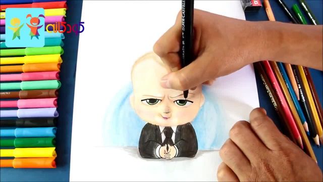 آموزش تصویری نقاشی به زبان ساده برای کودکان - نقاشی بچه رئیس (ویژه دبستانی ها)