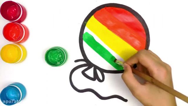 آموزش تصویری نقاشی به زبان ساده برای کودکان - (نقاشی بادکنک رنگارنگ)