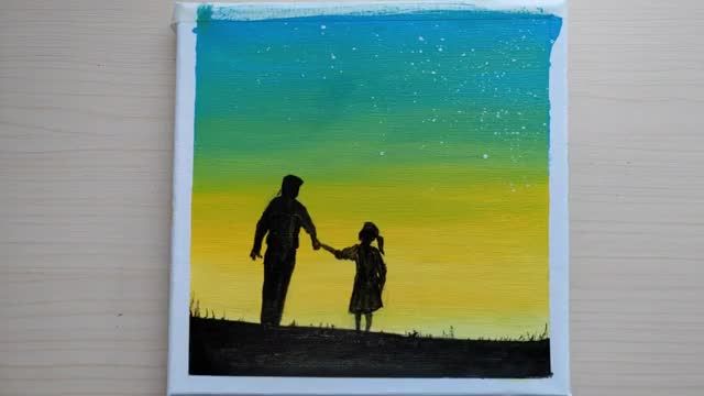 آموزش تصویری نقاشی به کودکان - نقاشی روز پدر بسیار زیبا !