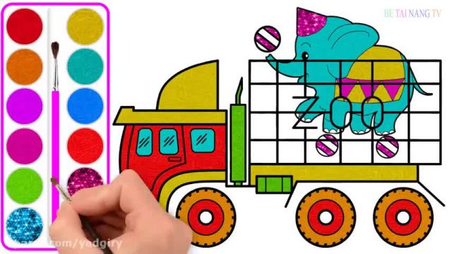 آموزش تصویری نقاشی ساده برای کودکان - (نقاشی کامیون باغ وحش)
