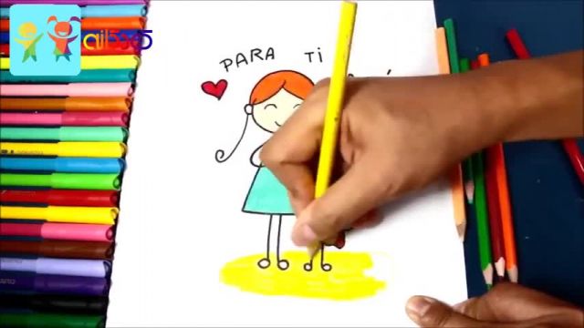 آموزش تصویری نقاشی به زبان ساده برای کودکان - (نقاشی مادر و فرزند)