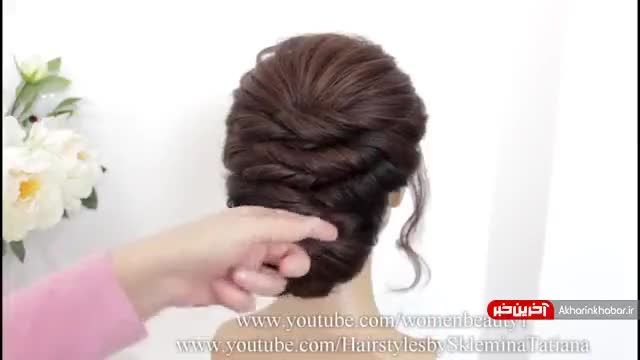 آموزش نحوه درست کردن شنیون موهای بلند سریع و ساده