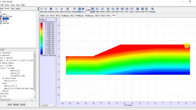 مدلسازی سطح تراز آب زیرزمینی در نرم افزار FLAC 2D