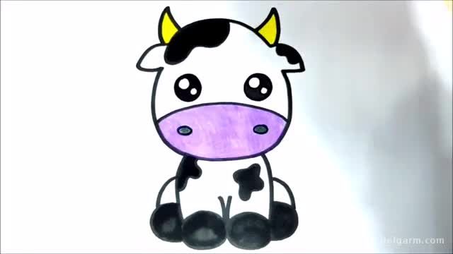 آموزش تصویری نقاشی به کودکان - نقاشی گاو برای سال گاو بسیار زیبا و بامزه !