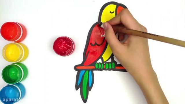 آموزش تصویری نقاشی ساده برای کودکان - (نقاشی طوطی)