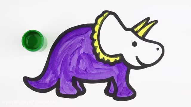 آموزش مرحله به مرحله نقاشی دایناسور کودکانه بسیار ساده !