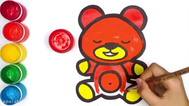 آموزش تصویری نقاشی به زبان ساده برای کودکان - (نقاشی خرس کوچولو بامزه)