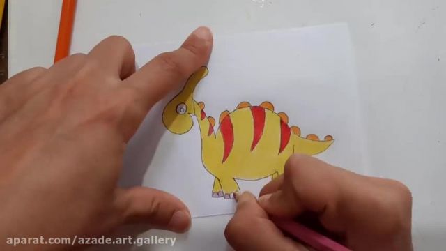آموزش تصویری نقاشی به زبان ساده برای کودکان - (نقاشی دایناسور کارتونی)