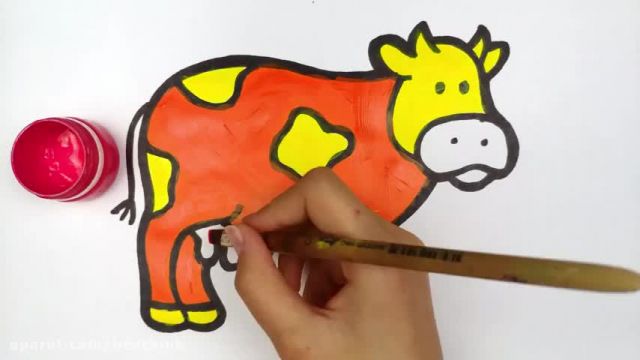 آموزش تصویری نقاشی به زبان ساده برای کودکان - (نقاشی گاو شیرده)