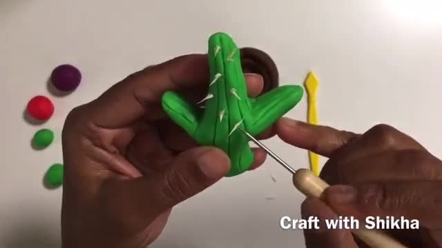 آموزش تصویری ساخت کاکتوس و گلدان با خمیربازی برای کودکان !