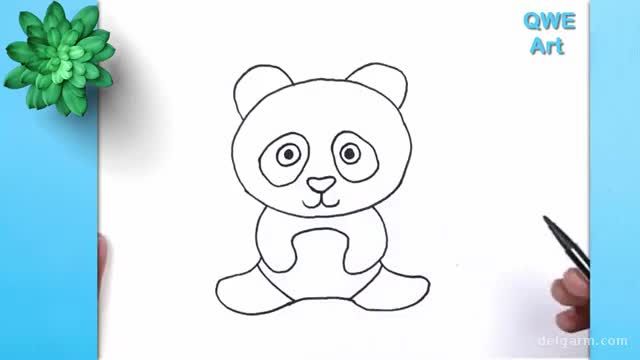 آموزش تصویری نقاشی به کودکان - نقاشی خرس پاندا کوچک !