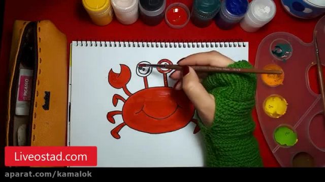 آموزش تصویری نقاشی به زبان ساده برای کودکان - (نقاشی خرچنگ خنگ بامزه)