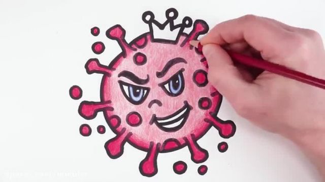 آموزش تصویری نقاشی به زبان ساده برای کودکان - (نقاشی ویروس کرونا)