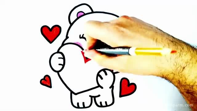 آموزش تصویری نقاشی کشیدن بچه خرس کوچولو !