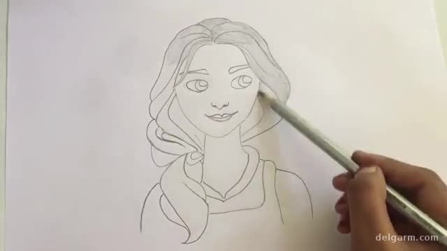 آموزش تصویری بسیار ساده نقاشی برای کودکان - نقاشی پرنسس بل بسیار آسان و زیبا !