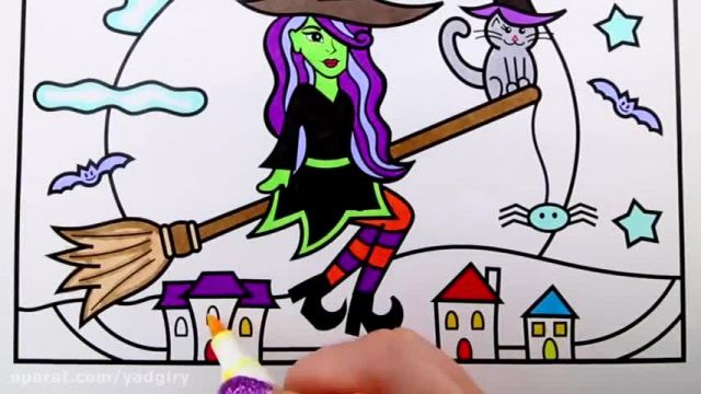 آموزش تصویری نقاشی به زبان ساده برای کودکان - (نقاشی جادوگر و جارو)