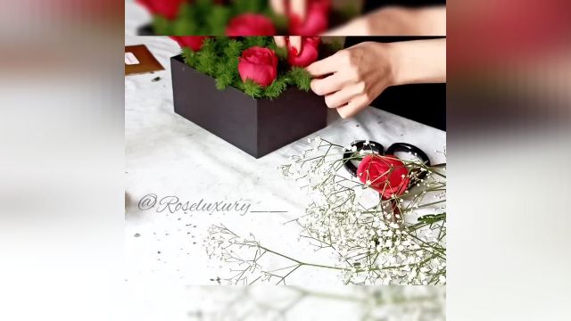 آموزش گل آرایی باکس گل رز و هدیه 