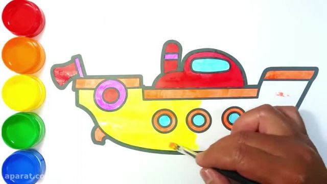 آموزش تصویری نقاشی به زبان ساده برای کودکان - (نقاشی قایق زیبا)