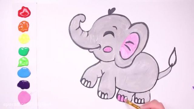 آموزش تصویری نقاشی به زبان ساده برای کودکان - (نقاشی فیل کوچولو)
