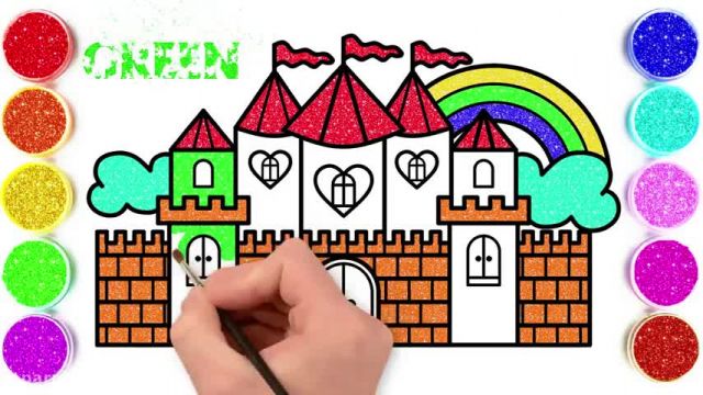 آموزش تصویری نقاشی به زبان ساده برای کودکان - (نقاشی قلعه)