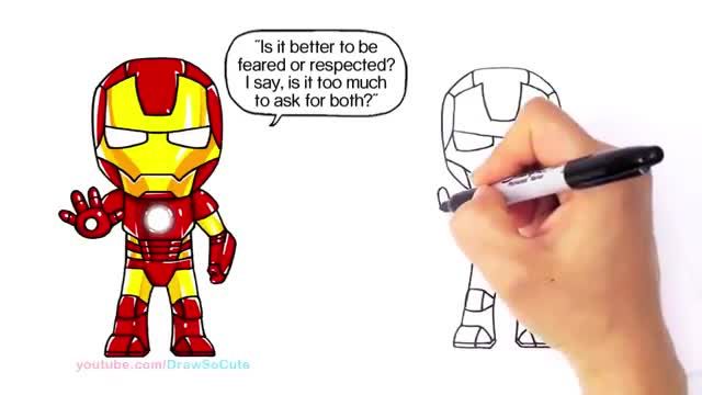 آموزش تصویری نقاشی به زبان ساده برای کودکان - (نقاشی مرد آهنی)