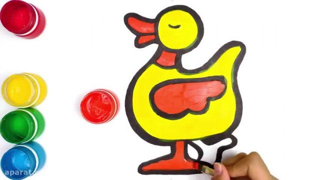 آموزش تصویری نقاشی به زبان ساده برای کودکان - (نقاشی اردک خندان)
