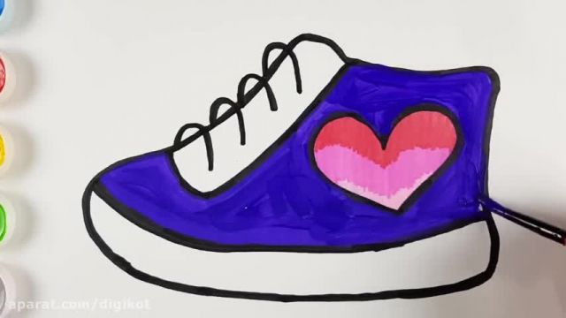 آموزش تصویری نقاشی به زبان ساده برای کودکان - (نقاشی کفش کتانی بسیار خوشگل)