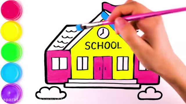 فیلم آموزش نقاشی به کودکان با زبان ساده - (نحوه کشیدن نقاشی مدرسه)