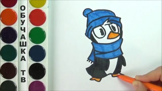 آموزش تصویری نقاشی به زبان ساده برای کودکان - (نقاشی پنگوئن بامزه)