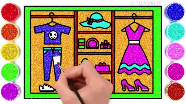 آموزش تصویری نقاشی به زبان ساده برای کودکان - (نقاشی کمد پیراهن دختر و پسر)