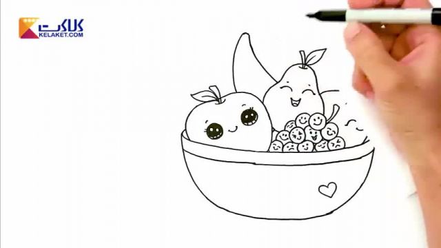 آموزش تصویری نقاشی به زبان ساده برای کودکان - (نقاشی کاسه میوه شب یلدا)