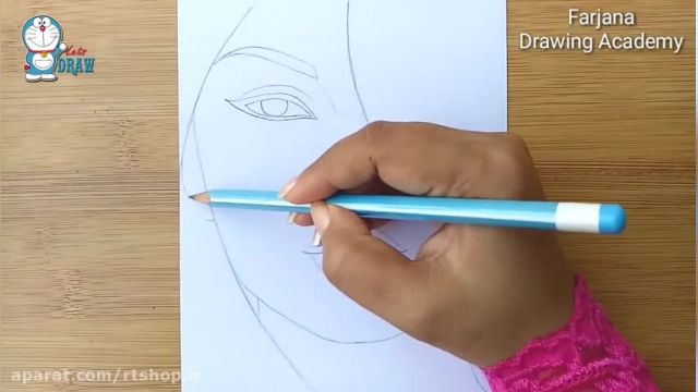 آموزش تصویری نقاشی به زبان ساده برای کودکان - (نقاشی صورت دخترانه)