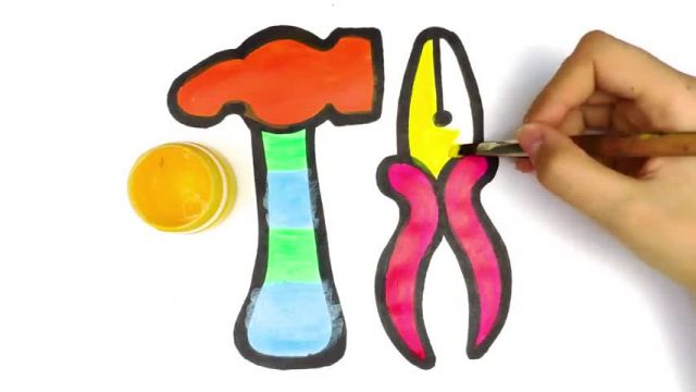 آموزش تصویری نقاشی به زبان ساده برای کودکان - (نقاشی لوازم تعمیر)