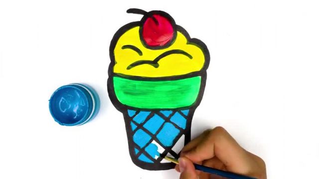 آموزش تصویری نقاشی به زبان ساده برای کودکان - (نقاشی بستنی میوه ای)