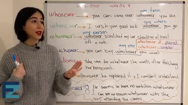 آموزش تصویری گرامر زبان انگلیسی - گرامر مربوط به wh ever | wh-ever words