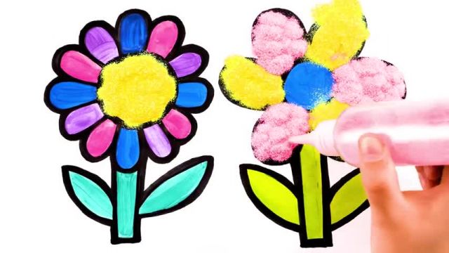 آموزش تصویری نقاشی به زبان ساده برای کودکان - (نقاشی گلهای زیبا و رنگارنگ)