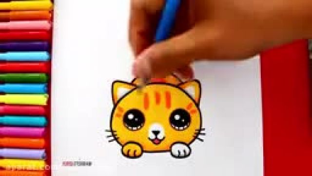 آموزش تصویری نقاشی به زبان ساده برای کودکان - (نقاشی بچه گربه)