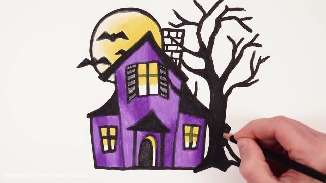 آموزش تصویری نقاشی به زبان ساده برای کودکان - (نقاشی خانه ارواح)