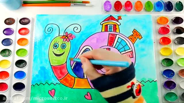 آموزش تصویری نقاشی به زبان ساده برای کودکان - (نقاشی حلزون زیبا)