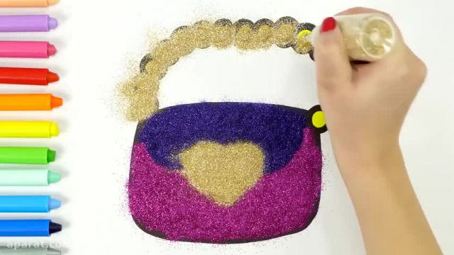 آموزش تصویری و ساده نقاشی کشیدن برای کودکان (نقاشی کیف فانتزی دخترانه)