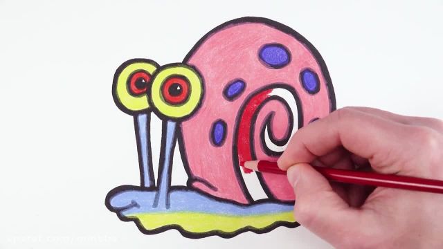 آموزش تصویری نقاشی به زبان ساده برای کودکان - (نقاشی حلزون باب اسفنجی)