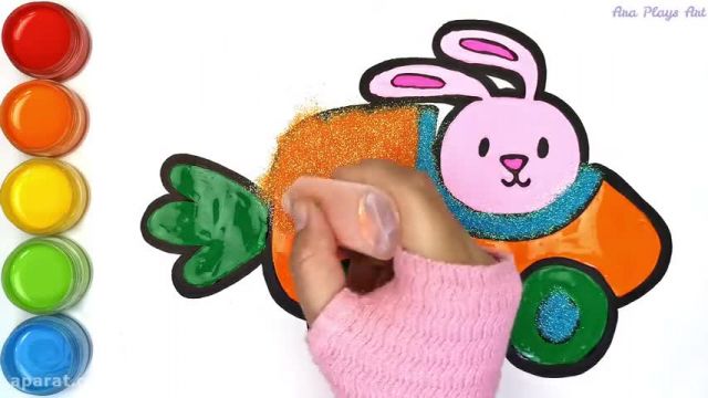 آموزش تصویری نقاشی به زبان ساده برای کودکان - نقاشی خرگوش با ماشین هویجی !